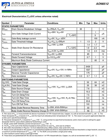 AON6512替代,AON6512規(guī)格書(shū),30V/150A